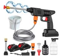 Hidrolavadora Inalámbrica de Alta Presión de 35 Bares, Pistola de Agua a Presión para Lavado de Autos, Máquina de Limpieza a Presión para Batería Makita de 21V With 2 Battery
