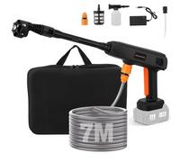 Hidrolimpiadora de Alta Presión Compatible con Makita 18 V, 69 Bar hidrolimpiadora portátil con Boquilla Ajustable 6 en 1, Manguera de 7 Metros para Limpieza de Coches/Jardines