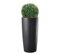 Hierba - Maceta Alta para Plantas de Interior y Exterior, diseño Moderno con Efecto Cemento, Almendra y Antracita, Maceta Alta con platillo Musa Mate 35 x 70 y 35 x 90 cm (Antracita, 35 x 90 con boj
