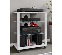 Hifi muebles ruedas rack gabinete fono estante móvil de vidrio enrollable fono estante de los medios de comunicación Folas Hifi muebles ruedas rack gabinete fono estante móvil de vidrio enrollable fon