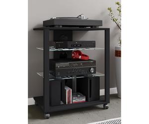 Hifi muebles ruedas rack gabinete fono estante móvil de vidrio enrollable fono estante de los medios de comunicación Folas Hifi muebles ruedas rack gabinete fono estante móvil de vidrio enrollable fon