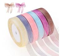 Hifot Cinta Organza 6 Rollos, Cinta Raso Envoltorio de Regalo para Boda, Decoracion del hogar, Manualidades, decoración de San Valentín y cumpleaños