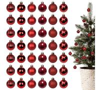 HIGA-JKL Juego de 42 bolas de Navidad de plástico irrompible (3 cm) con suspensión, paquete de regalo reutilizable para árbol de Navidad estacional rojo
