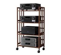 High-Fideli o Gabinete, estante de torre AV de 4 niveles con ruedas, CD de cine en casa, estante rodante para altavoces y entretenimiento Equint