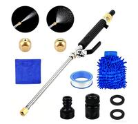 High Pressure Hose Nozzle, Pressure Washer Hose Attachment, Hydro Jet Power Washer Wand for Garden Hoses, Car Washing, Patio Cleaning, Garden Watering & Outdoor Cleaning (Black Set A)