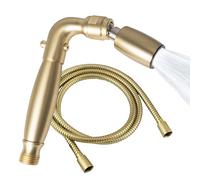 High Sierra® - Cabezal de ducha de mano de metal sólido sin plomo, válvula de goteo, manguera flexible de acero inoxidable de 72 pulgadas con tubo interior de silicona resistente a biopelículas