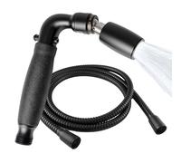 High Sierra® - Cabezal de ducha de mano de metal sólido sin plomo, válvula de goteo, manguera flexible de acero inoxidable de 72 pulgadas con tubo interior de silicona resistente a biopelícula