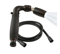 High Sierra® - Cabezal de ducha de mano de metal sólido sin plomo, válvula de goteo, manguera flexible de acero inoxidable de 72 pulgadas con tubo interior de silicona resistente a biopelícula