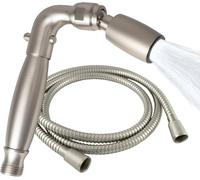 High Sierra® - Cabezal de ducha de mano de metal sólido sin plomo, válvula de goteo, manguera flexible de acero inoxidable de 72 pulgadas con tubo interior de silicona resistente a biopelícula