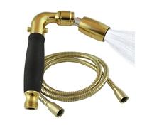 High Sierra® - Cabezal de ducha de mano de metal sólido sin plomo, válvula de goteo, manguera flexible de acero inoxidable de 72 pulgadas con tubo interior de silicona resistente a biopelícula