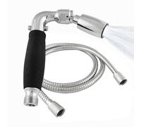 High Sierra® - Cabezal de ducha de mano de metal sólido sin plomo, válvula de goteo, manguera flexible de acero inoxidable de 72 pulgadas con tubo interior de silicona resistente a biopelícula