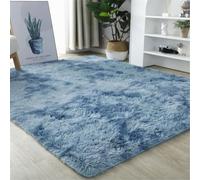 Highdi Alfombra Salón Pelo Largo Color Sólido Grande Alfombras de Pelo Largo Shaggy Suave Lavable y Antideslizante para Dormitorio Habitacion (Azul,50x120cm)