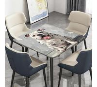 Highdi Cuadrado Mantel Impermeable, Mantel de Tela Oxford Antimanchas Protector Mesa con Borde Elástico, Cubre Encimera para Cocina Comedor,Patrón de Perro Pintura al Óleo (dálmata,110x110cm)