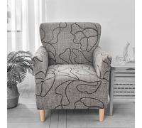 Highdi Funda de Sillón Individual Elástica Estampada Floral Funda de Sofa de Spandex Suave 1 Plaza con Reposabrazos, Fundas de Sillón Chesterfield Lavable para Sala de Estar (Gris Elegante)