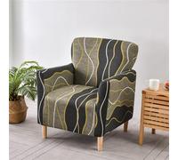 Highdi Funda de Sillón Individual, Funda de Sofa Elástica Suave 1 Plaza con Reposabrazos, Líneas Minimalistas Modernas Fundas de Sillón Chesterfield Lavable para Sala de Estar (Oro Negro)