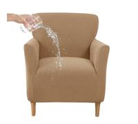 Highdi Funda de Sillón Individual Jacquard de Color Sólido Impermeable Funda de Sofa Elástica 1 Plaza con Reposabrazos, Fundas de Sillón Chesterfield Lavable para Sala de Estar (Marrón Claro)
