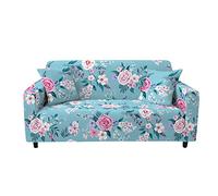 Highdi Funda de Sofá Elástica, Flor Fundas para Sofá de 1/2/3/4 Plazas, Universal Funda Cubre Sofas Ajustables Protector Cubierta de Muebles (3 plazas,Azul)