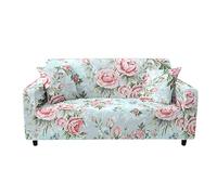 Highdi Funda de Sofá Elástica, Flor Fundas para Sofá de 1/2/3/4 Plazas, Universal Funda Cubre Sofas Ajustables Protector Cubierta de Muebles (4 plazas,Verde Claro)