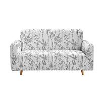 Highdi Funda de Sofá Elástica, Floral Fundas para Sofá de 1/2/3/4 Plazas, Universal Funda Cubre Sofas Ajustables Protector Cubierta de Muebles (Hojas Grises,2 Plazas)