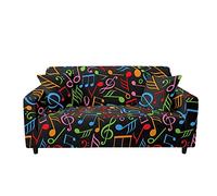 Highdi Funda de Sofá Elástica, Música Estampado Fundas para Sofá de 1/2/3/4 Plazas, Universal Funda Cubre Sofas Ajustables Protector Cubierta de Muebles (Nota Musical,3 Plazas)