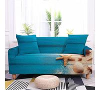 Highdi Fundas para Sofá, Estrella de mar Impresión Funda de Sofá Elástica para Sofá de 1/2/3/4 Plazas, Universal Funda Cubre Sofas Ajustables Protector Cubierta de Muebles (Azul Oscuro,3 plazas)