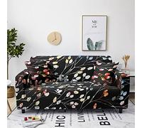 Highdi Fundas para Sofá, Funda de Sofá 3D Elástica para Sofá de 1/2/3/4 Plazas, Universal Hojas Minimalistas Funda Cubre Sofas Ajustables Protector Cubierta de Muebles (Jardín Negro,2 plazas)