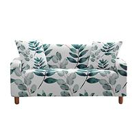 Highdi Fundas para Sofá, Hoja Impresión Funda de Sofá Elástica para Sofá de 1/2/3/4 Plazas, Universal Funda Cubre Sofas Ajustables Protector Cubierta de Muebles (2 plazas,Elegante)