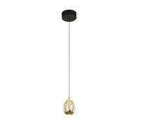 HighLight Lámpara colgante Golden Egg, ámbar/oro, Ø 13 cm, cristal/metal EC:EPREL:1805742