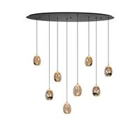 HighLight Lámpara colgante Golden Egg, ámbar/oro, longitud 100 cm, cristal 8 luces EC:EPREL:1732952