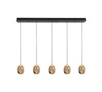 HighLight Lámpara colgante Golden Egg, ámbar/oro, longitud 107 cm, cristal 5 luces EC:EPREL:1494395