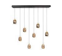 HighLight Lámpara colgante Golden Egg, ámbar/oro, longitud 115 cm, cristal 8 luces EC:EPREL:1494417
