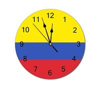 Higoss Reloj de pared con diseño de bandera de Colombia, relojes de pared redondos modernos, funciona con pilas, números grandes, reloj colgante para cocina, hogar, oficina, baño, dormitorio, 10