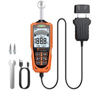 Higrómetro 2 en 1 con sonda de aguja y sensor de lápiz, detección de humedad con pantalla LCD a color, alarma acústica y carga tipo C, ideal para madera, hormigón y ladrillo
