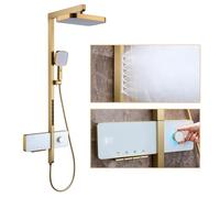 HIHKK Sistema de Ducha, HSS0776 Diseño Innovador Estilo Piano, Pantalla Digital LED, 350x240mm Moderno Set De Ducha, Pulverizador la Altura de Cintura, 4 Modos Mano, Pistola Rociadora, Altura Fija