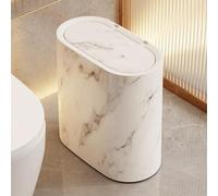 HIKENRI Cubo de basura estrecho con tapa, a prueba de olores, tapa emergente, material de polipropileno para cocina, oficina, papelera de pañales, a prueba de olores, dormitorio, inodoro (blanco)