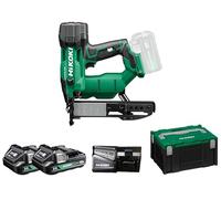 HiKOKI Grapadora de batería - 18 V, 13-40 mm, ion de litio, luz LED, ajuste de profundidad sin herramientas, accionamiento por resorte neumático, motor sin escobillas, disparo conmutable, incluye 2
