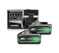 HiKOKI Juego de baterías UC18YSL3WJZ, 2 baterías Multi Volt BSL36B18X y | Cargador rápido con 8 A, 4.0 Ah a 36 V o 8.0 Ah a 18 V, puerto USB, sistema de refrigeración, indicador de carga de 4 LED