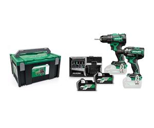 HiKOKI - Juego inalámbrico de taladro atornillador y llave de impacto de 18V, 2 baterías de 5,0 Ah Li-Ion, cargador KC18DEWJZ