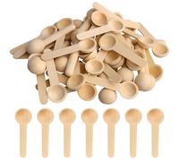 HIKPACKER 50 Mini Cucharas Madera 6,8cm Multiuso para Mermelada Y Especias