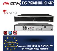 Hikvision DS-7604NXI-K1/4P 4K 4 Canales 4 POE Acusense AI por Cámara/NVR 1SATA NVR 12MP H.265+ Grabador de Video en Red para Vigilancia