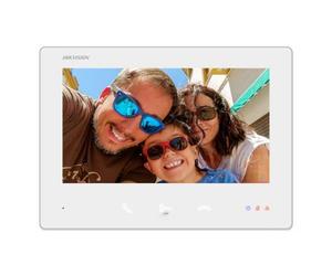 Hikvision Monitor interior con pantalla táctil de 7 pulgadas para videoportero HD 2 hilos, Blanco