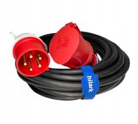 Hilark Cable Tech alargador de Goma H07RN-F Enchufe acodado IP44 400V para Obras de construcción Uso Industrial en Exteriores (3 Metro, 5g6 mm 32A, Negro)