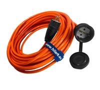 Hilark Cable Tech alargador H07BQ-F 3g2,5 mm (3x2,5 mm), Enchufe y toma de corriente con tapa Schuko, color naranja/azul (20 metro, Naranja)