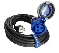 Hilark Cable Tech de extensión Industrial Hilark CEE Adaptador de 3 Pines para Camping, Caravana, Barco, Obra de construcción (H07RN-F 3g2,5 mm2 16A IP67, Negro, 20 Metros)