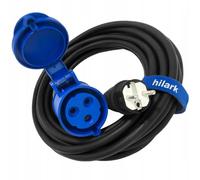 Hilark Cable Tech Extensión eléctrica H07RN-F 3g2,5 mm (3x2,5 mm), enchufe industrial CEE enchufe de 3 pines, adaptador para camping, caravana, barco, astillero (50 metros, azul, negro)