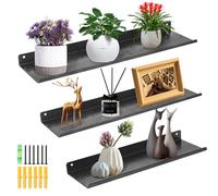himaly Estantes de Pared Flotantes, Juego de 3, Estantes de Metal de 30/35/40 cm, Estante con Capacidad de 12 kg, Estantes para Pared, Sala de Estar, Cocina, Dormitorio