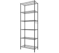 Himimi Regal: Estantería, estante para baño, estantería estrecha y alta, estantería de almacenamiento, estante de cocina con 6 compartimentos, estante de metal, estantes ajustables, cesta de alambre,