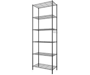 Himimi Regal: Estantería, estante para baño, estantería estrecha y alta, estantería de almacenamiento, estante de cocina con 6 compartimentos, estante de metal, estantes ajustables, cesta de alambre,