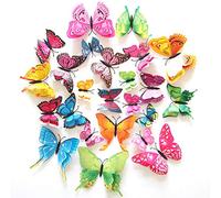 HINAA 12 imanes de nevera de mariposas 3D de colores surtidos, calcomanías de pared, calcomanías de ventana para decoración del hogar (con imán de entrega de color aleatorio)