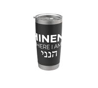 Hineni Here I Am Christian Lion Faith Escritura religiosa Vaso térmico de acero inoxidable de doble pared
